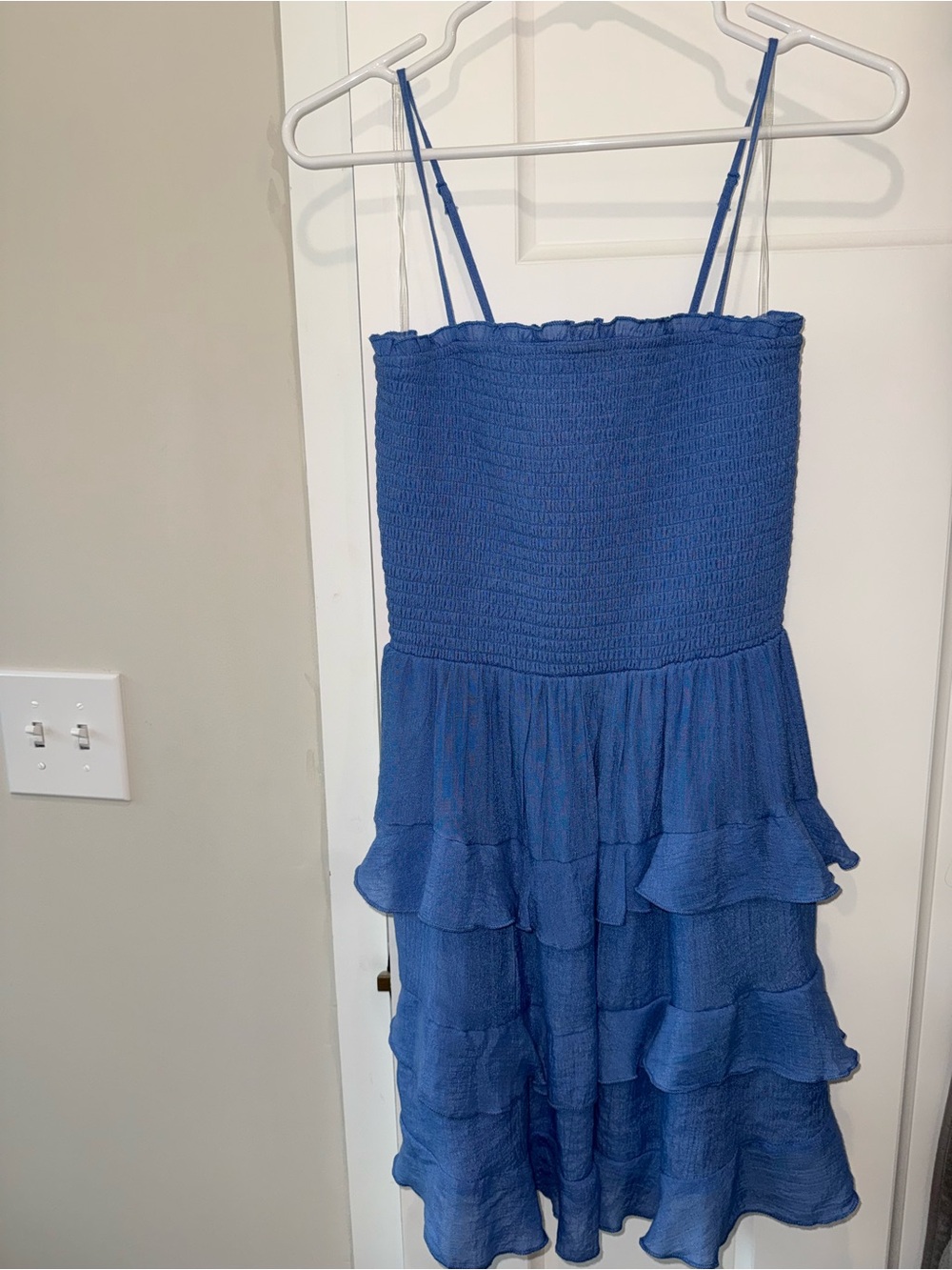 NWT Francesca’s Bridget Smocked Ruffle Tiered Mini Dress - size M - Picture 3 of 5